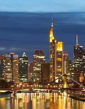 Frankfurt skyline where many students go to study in Germany